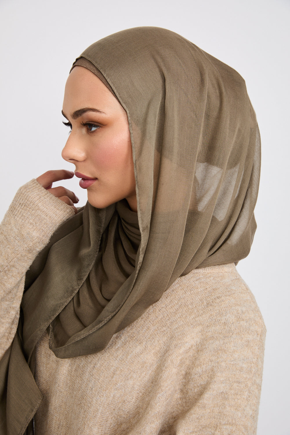 Hijab Modal Mat Premium - Olive Nuit