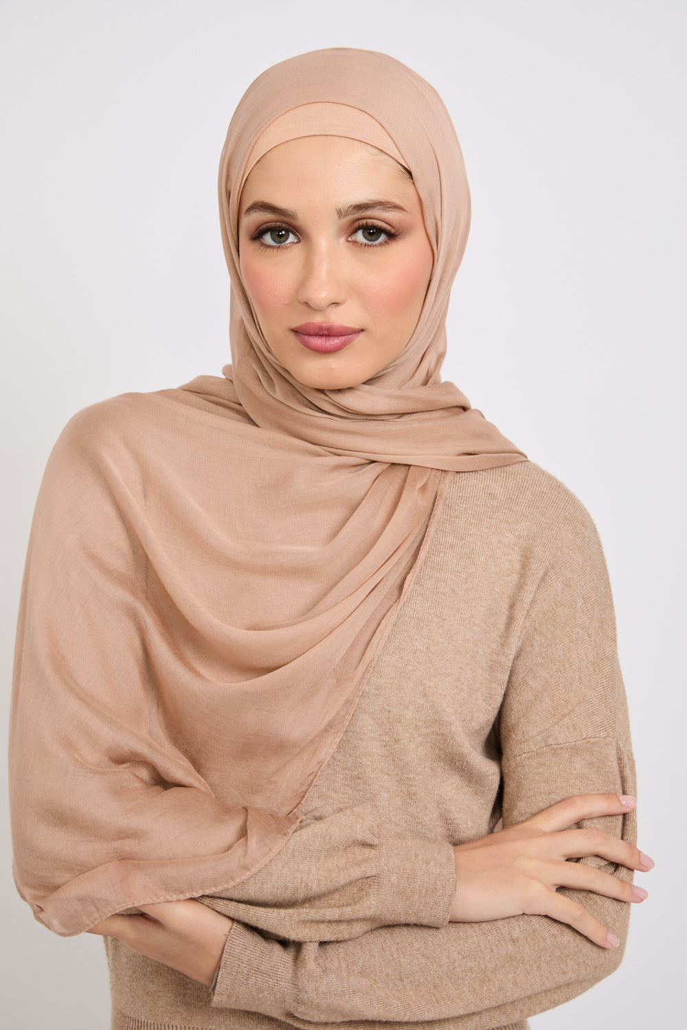 Hijab Modal Mat Premium - Taupe Clair