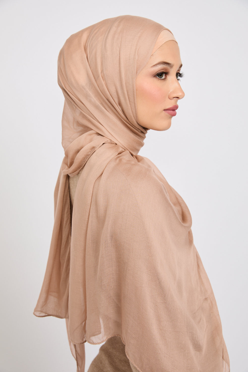Hijab Modal Mat Premium - Taupe Clair