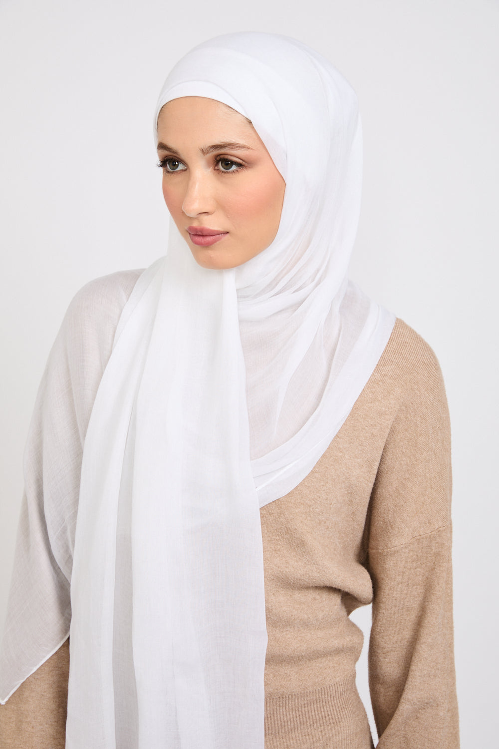 Hijab Modal Mat Premium - Blanc Lumineux