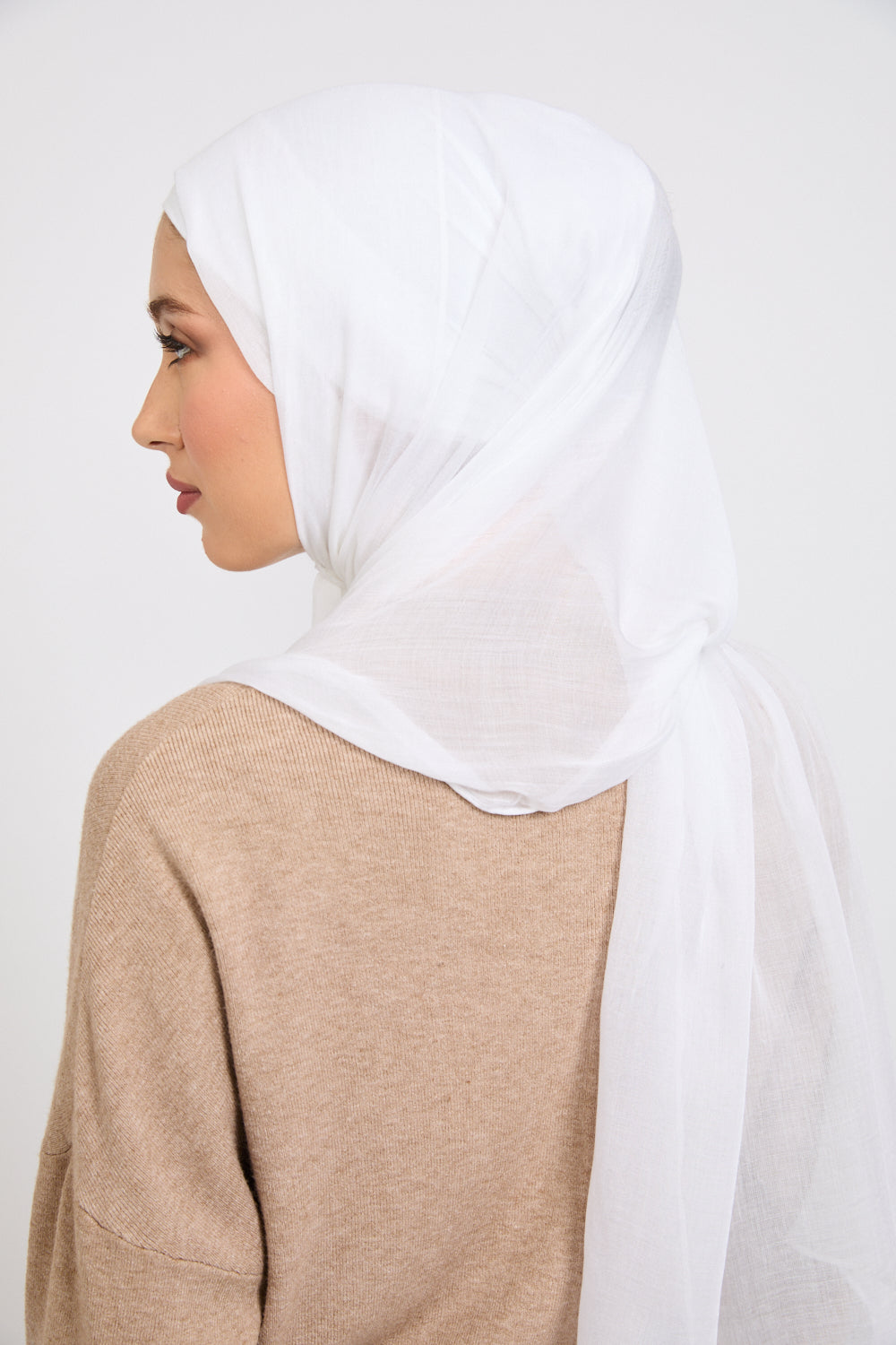 Hijab Modal Mat Premium - Blanc Lumineux