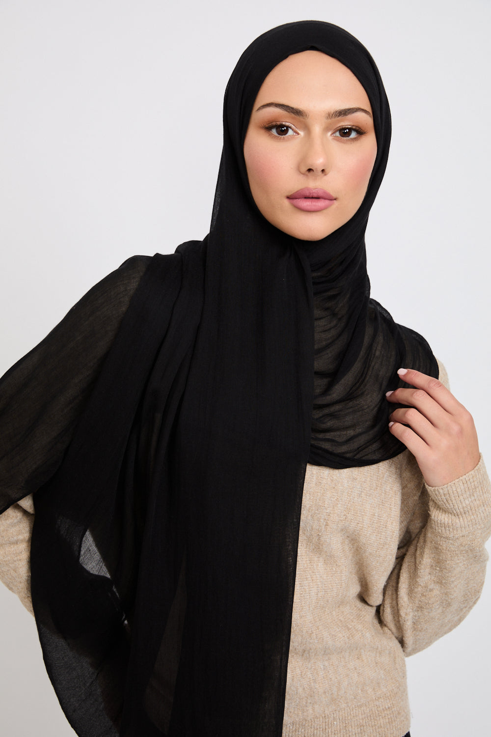Hijab Modal Mat Premium - Noir