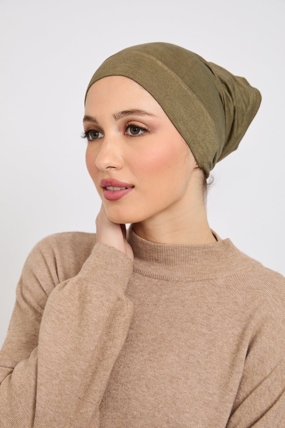 Hijab Modal Mat Premium - Olive Fumée