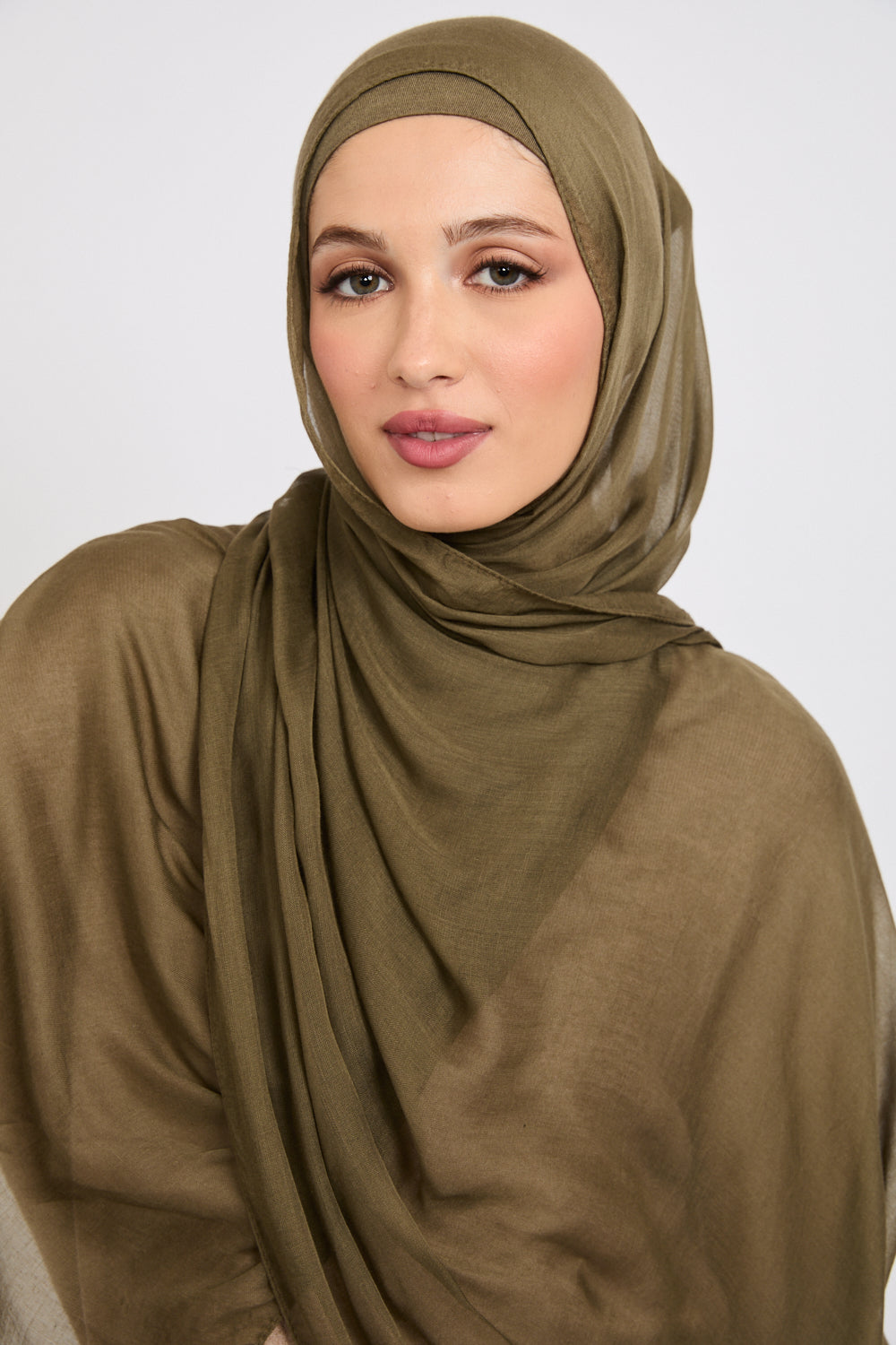 Hijab Modal Mat Premium - Olive Fumée