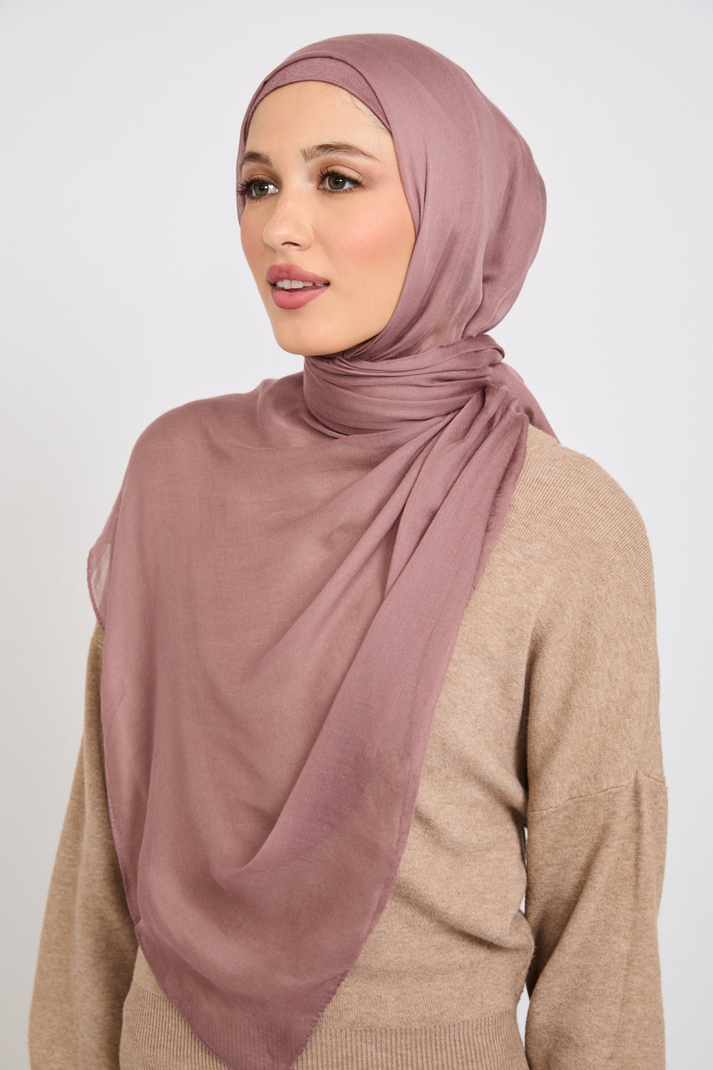 Hijab Modal Mat Premium - Mauve Crépusculaire
