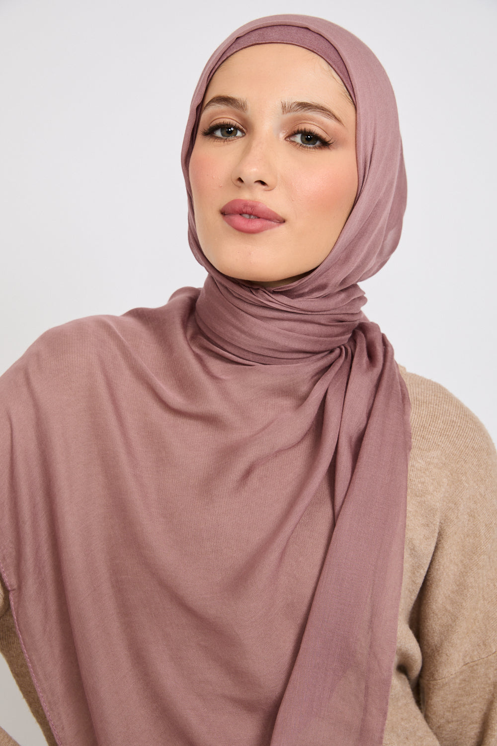 Hijab Modal Mat Premium - Mauve Crépusculaire