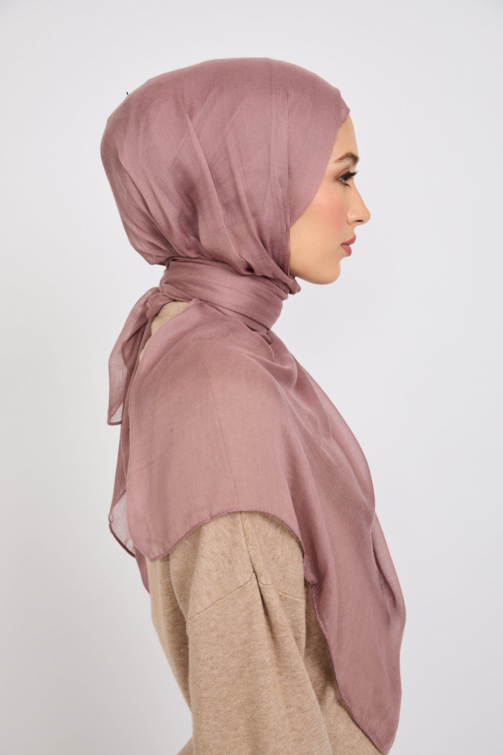 Hijab Modal Mat Premium - Mauve Crépusculaire