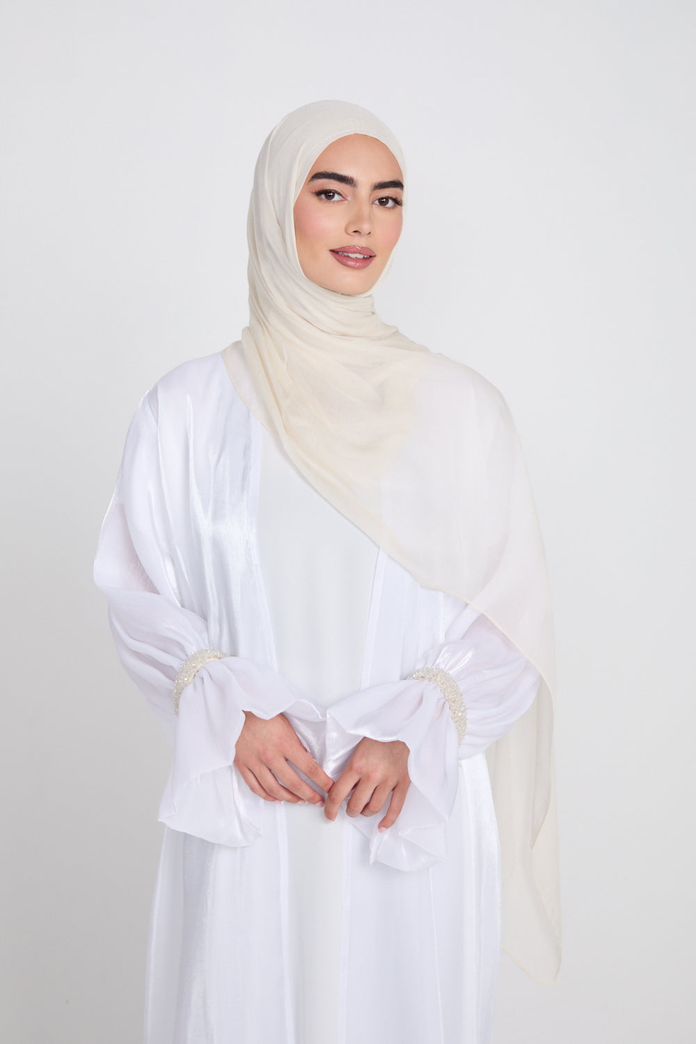 Hijab Modal Mat Premium - Onyx Blanc
