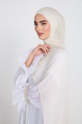 Hijab Modal Mat Premium - Onyx Blanc