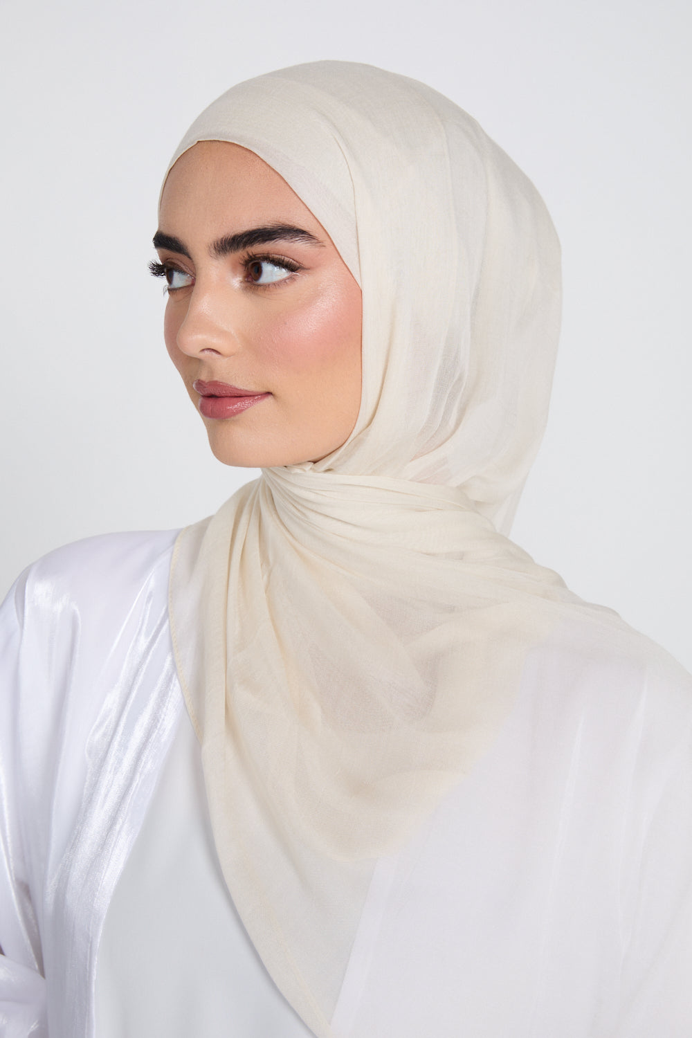 Hijab Modal Mat Premium - Onyx Blanc