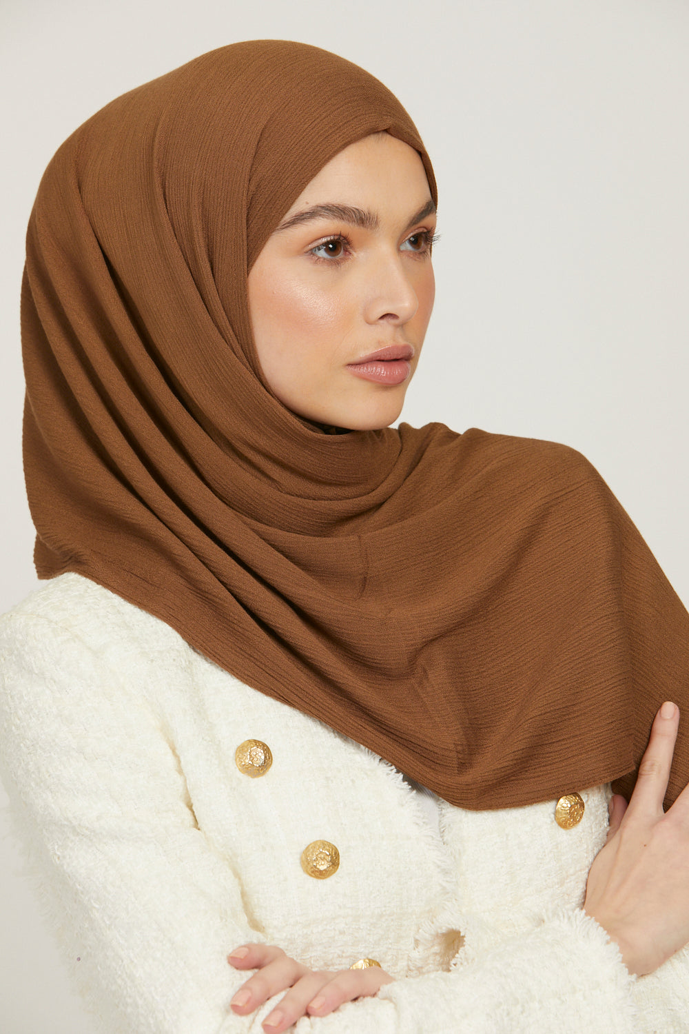 Hijab Modal Froissé - Taupe