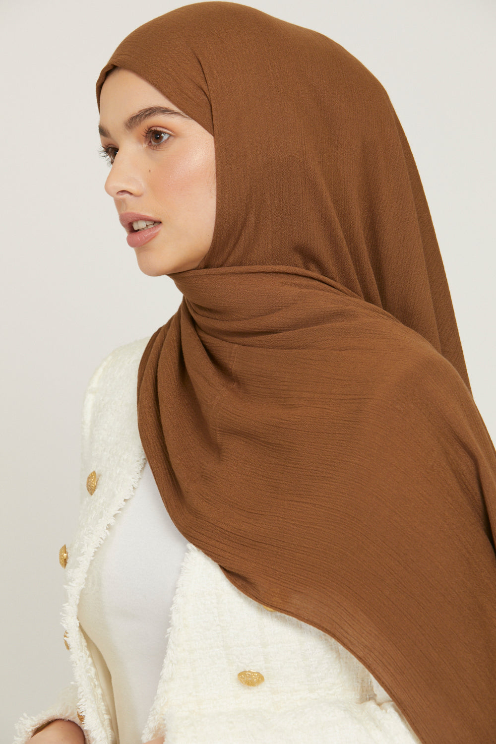 Hijab Modal Froissé - Taupe