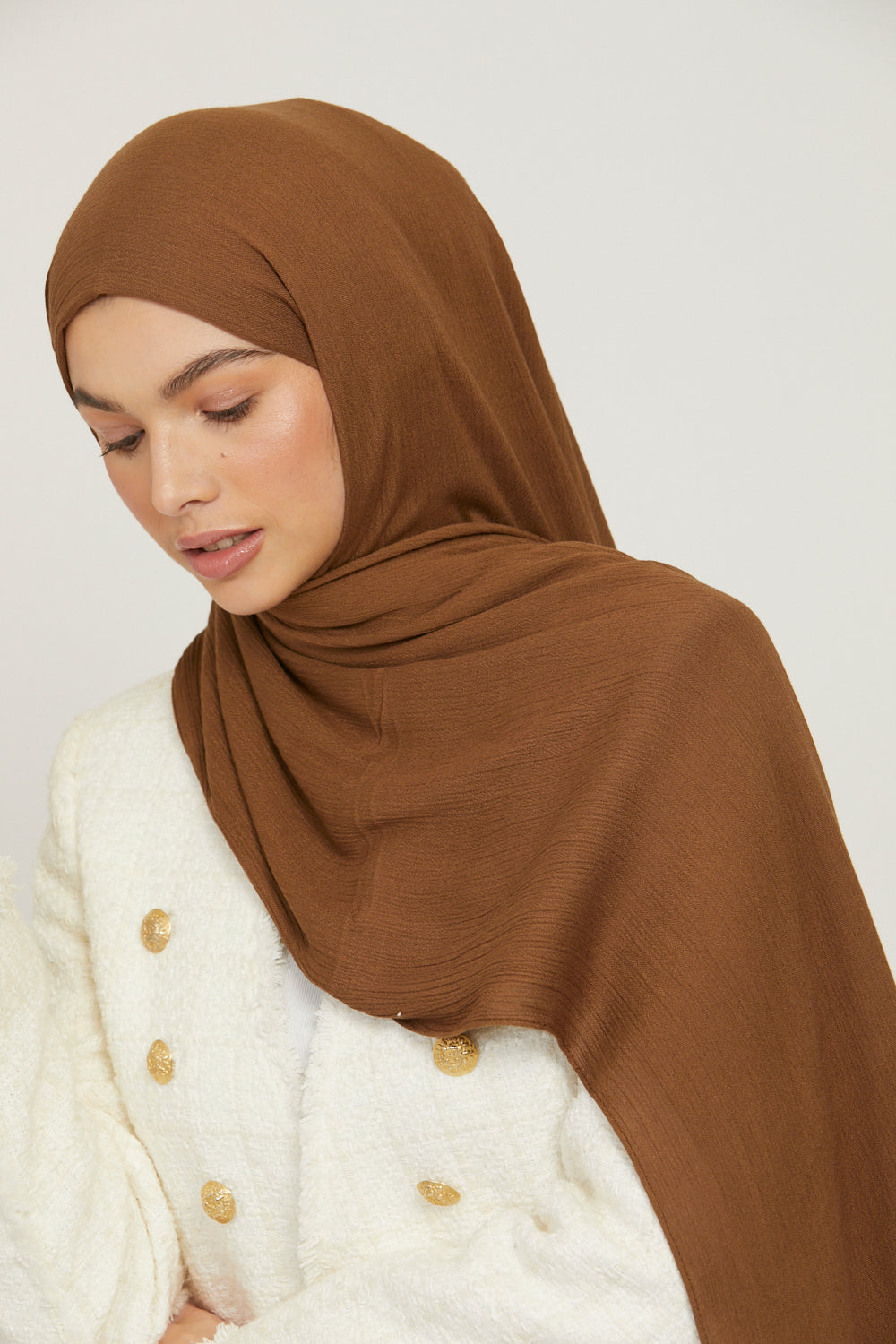 Hijab Modal Froissé - Taupe