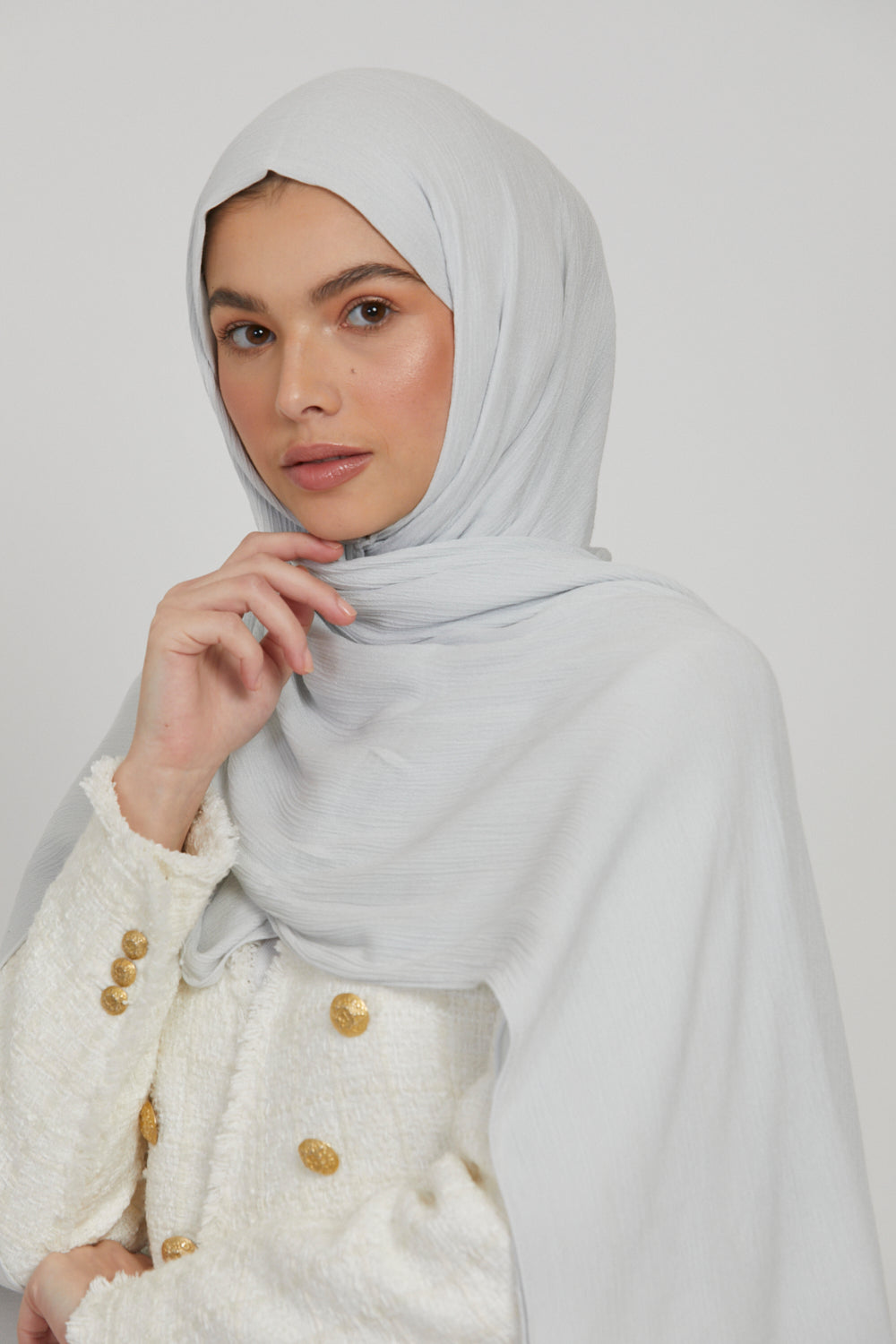Hijab Modal Froissé - Étain