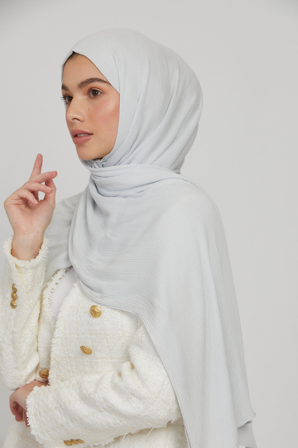 Hijab Modal Froissé - Étain