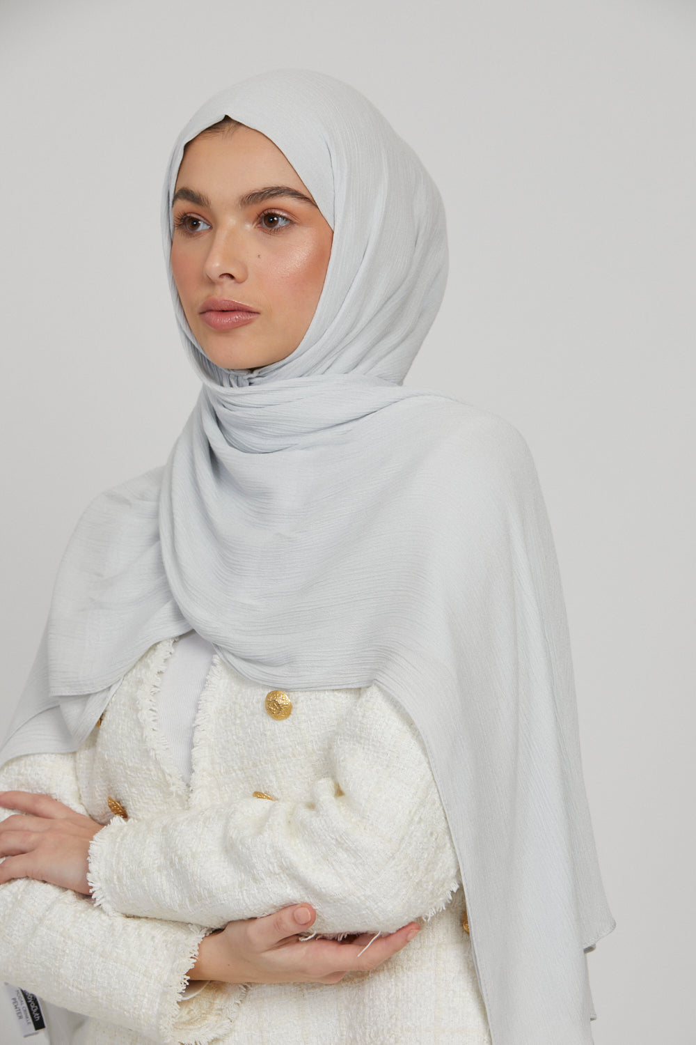 Hijab Modal Froissé - Étain