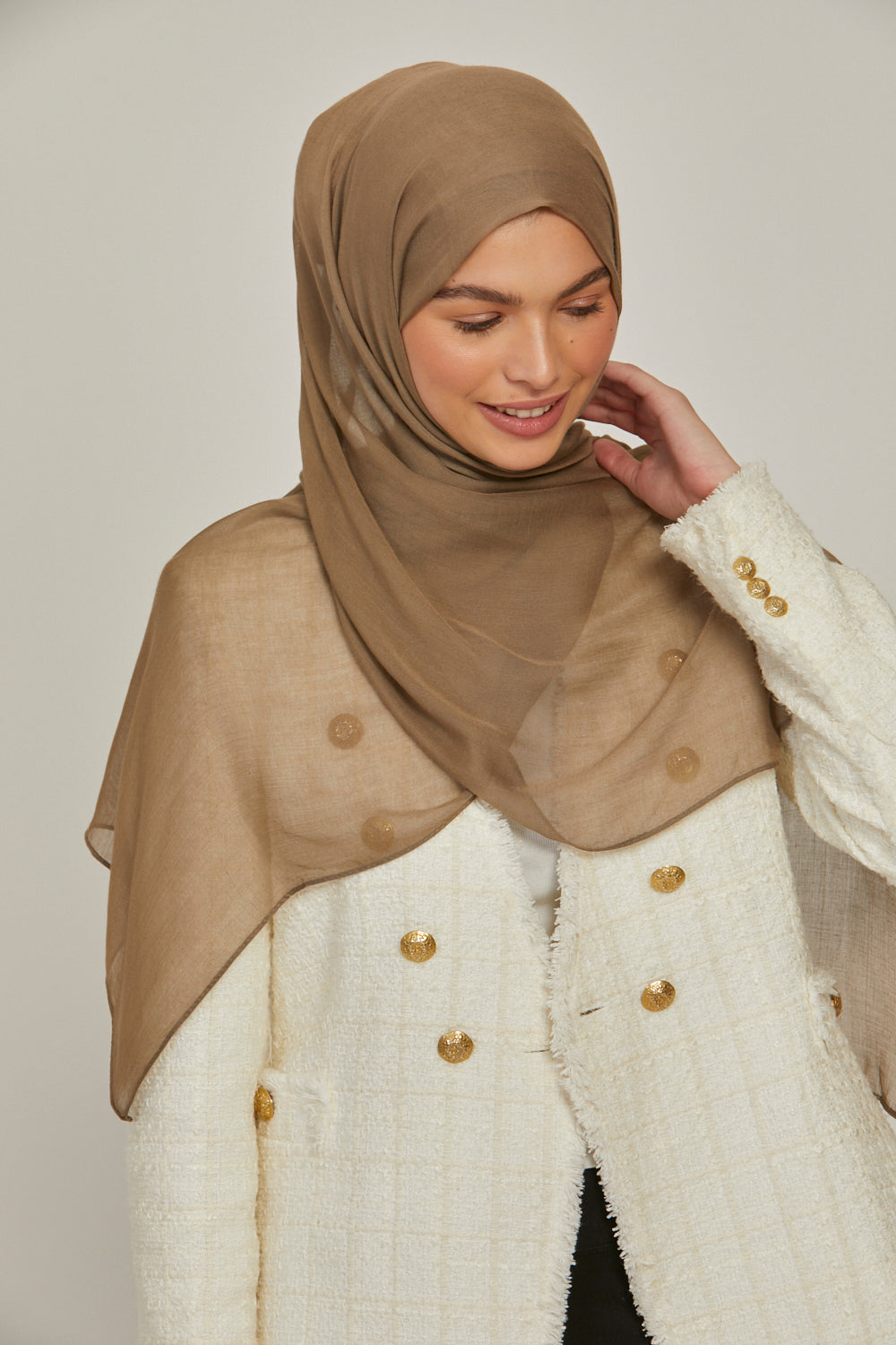 Hijab Modal Mat Premium - Taupe