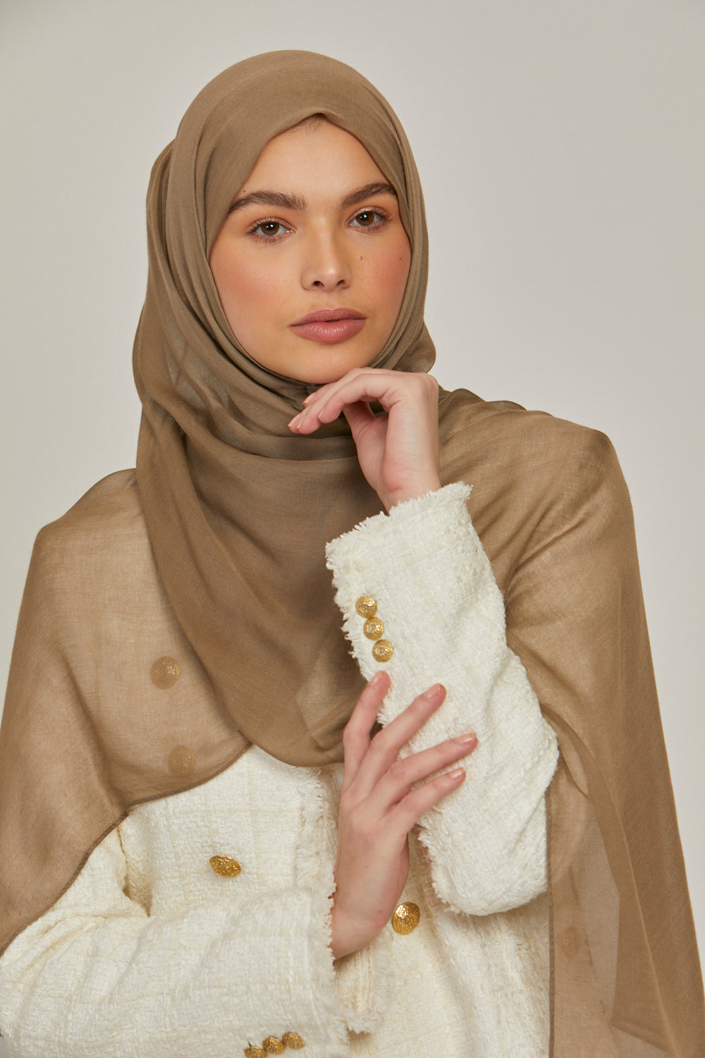 Hijab Modal Mat Premium - Taupe