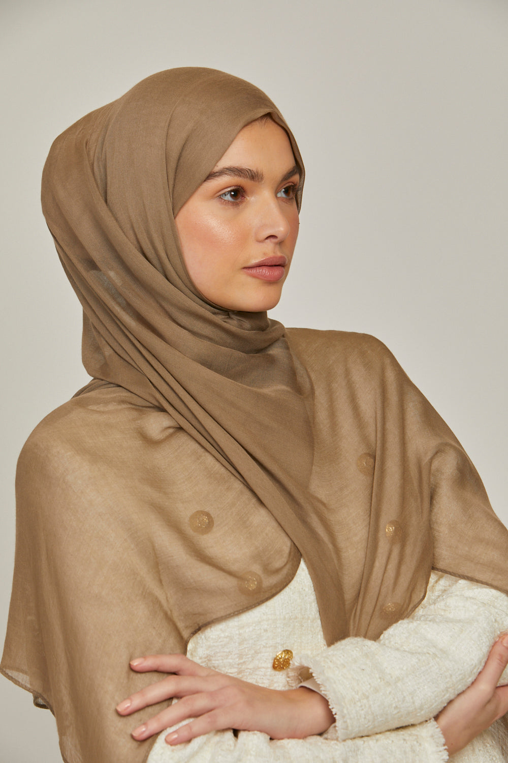Hijab Modal Mat Premium - Taupe