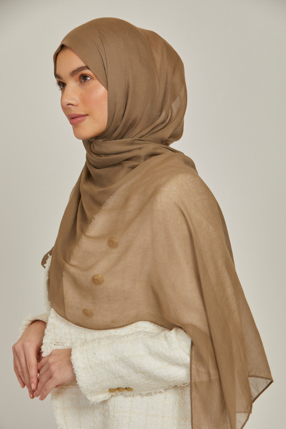 Hijab Modal Mat Premium - Taupe