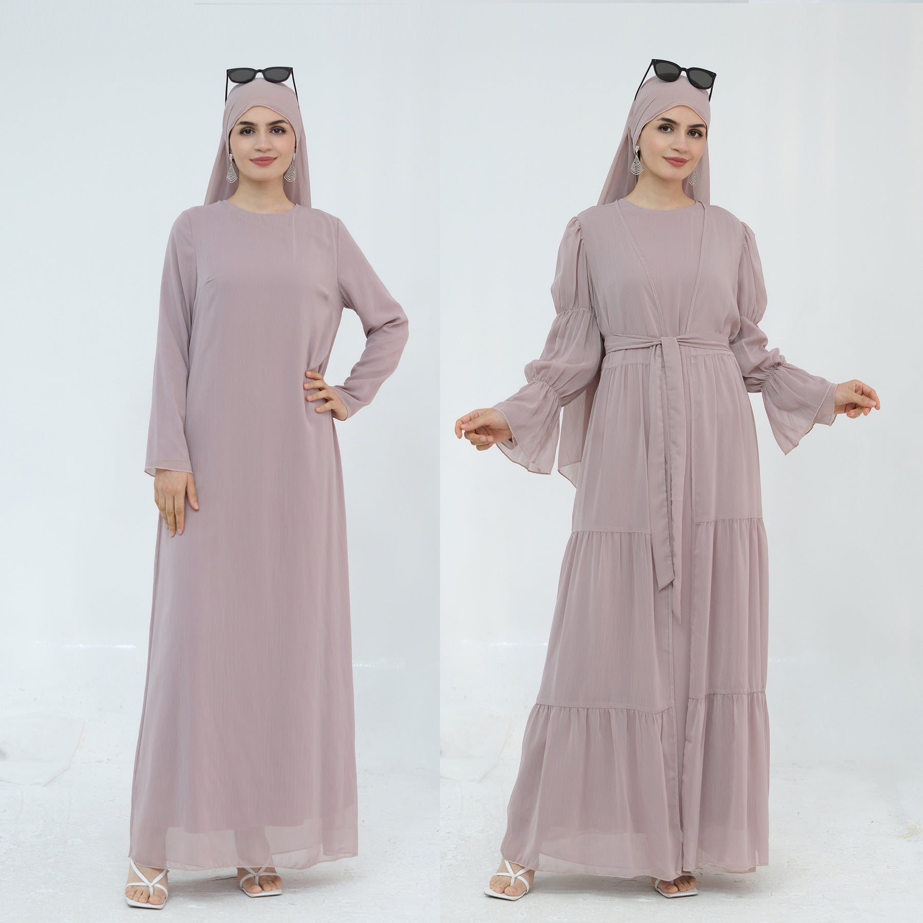 LM323 Ensemble Robe Abaya Musulmane avec Hijab - Mode Islamique Modeste