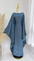 LM079 Kaftan Abaya Grande Taille – Robe Brillante Manches Chauve-Souris Aïd & Iftar avec Ceinture
