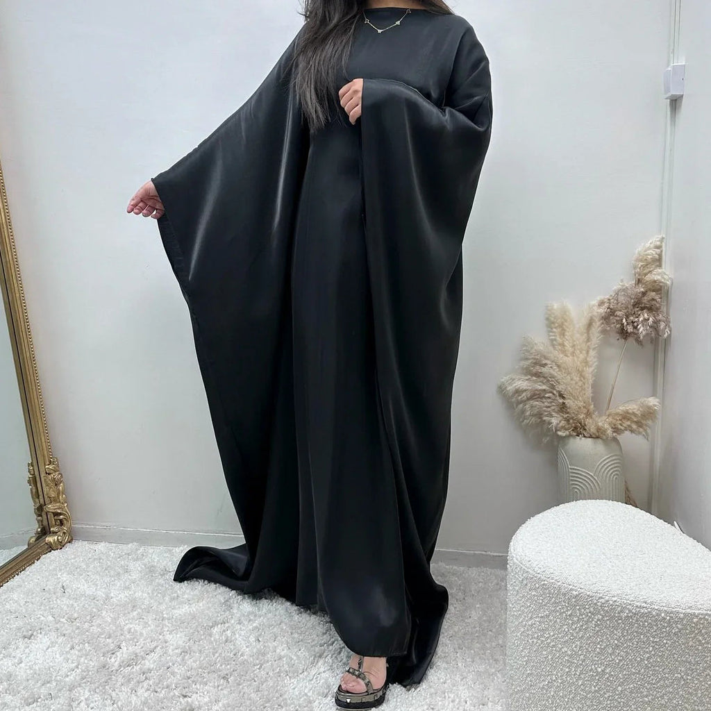 LM079 Kaftan Abaya Grande Taille – Robe Brillante Manches Chauve-Souris Aïd & Iftar avec Ceinture