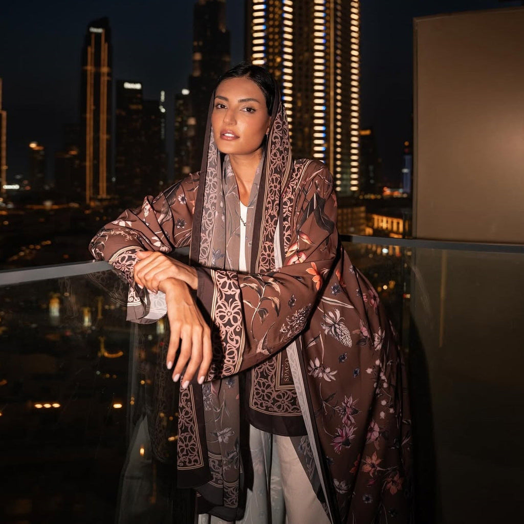 LM326 Cardigan Abaya Imprimé avec Hijab - Mode Islamique Modeste Femmes Musulmanes