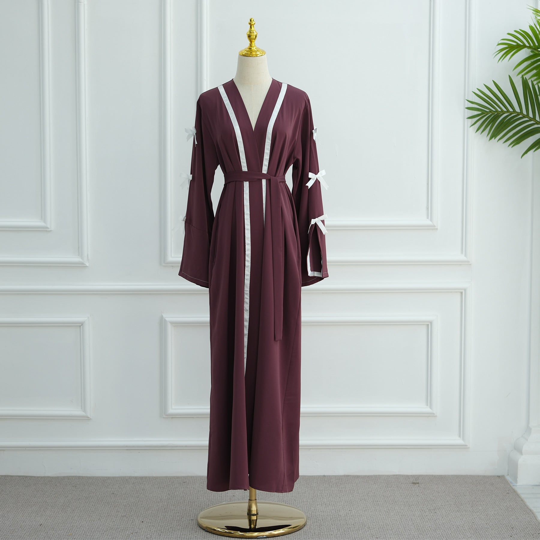 LM316 Cardigan Nœud Élégant - Vêtement Extérieur Modeste Premium