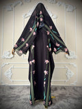 LM327 Cardigan Abaya Imprimé avec Hijab - Mode Modeste Femmes Musulmanes