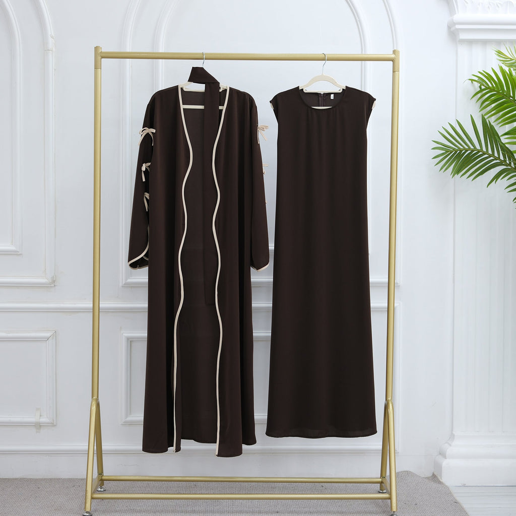 LM088 Cardigan Abaya Coquette | Tendance TikTok 2025 Design Nidha Soie Modeste