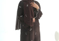 LM314 Cardigan Broderie Florale avec Ensemble Hijab - Tenue Modeste Élégante 2 Pièces pour Femmes Musulmanes