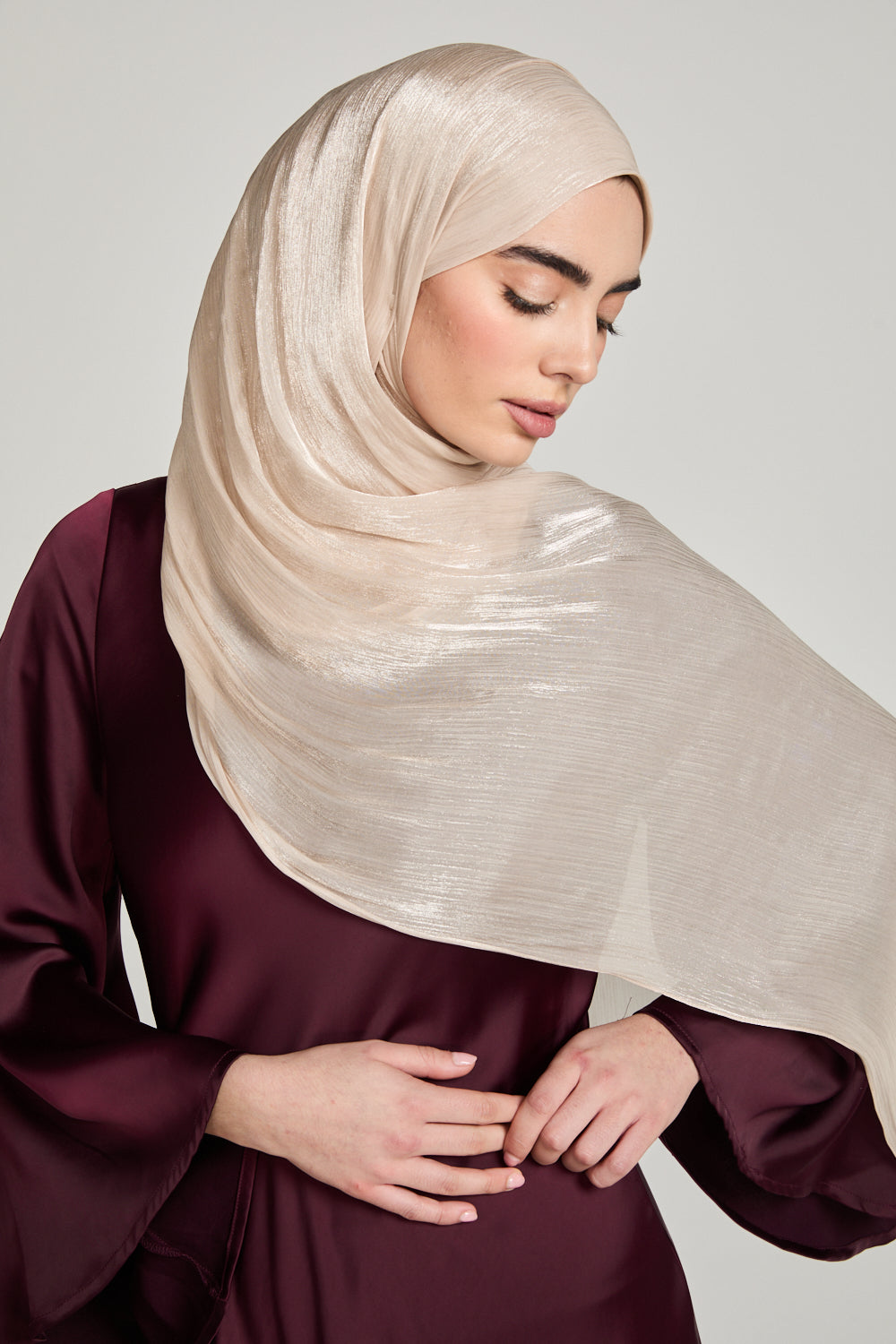 Hijab Organza Luxe - Nude Champagne