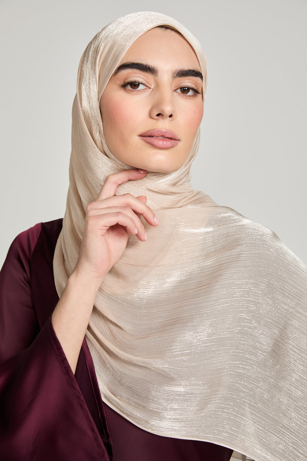 Hijab Organza Luxe - Nude Champagne