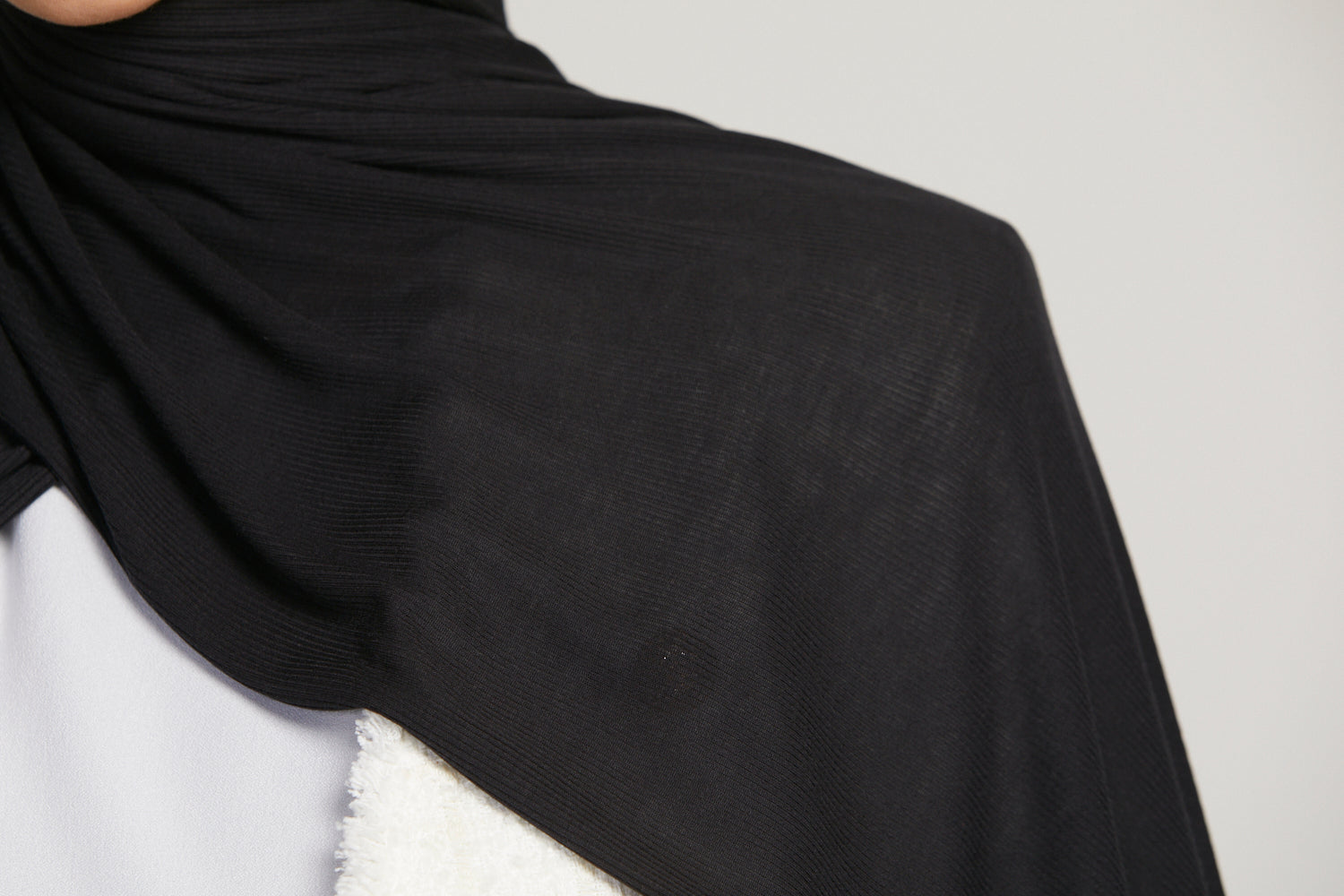Hijab Jersey Nervuré Bambou Premium - Noir