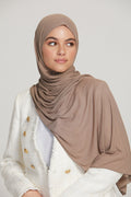 Hijab Jersey Nervuré Bambou Premium - Taupe Poudré
