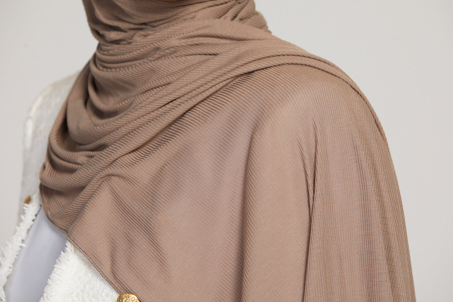 Hijab Jersey Nervuré Bambou Premium - Taupe Poudré