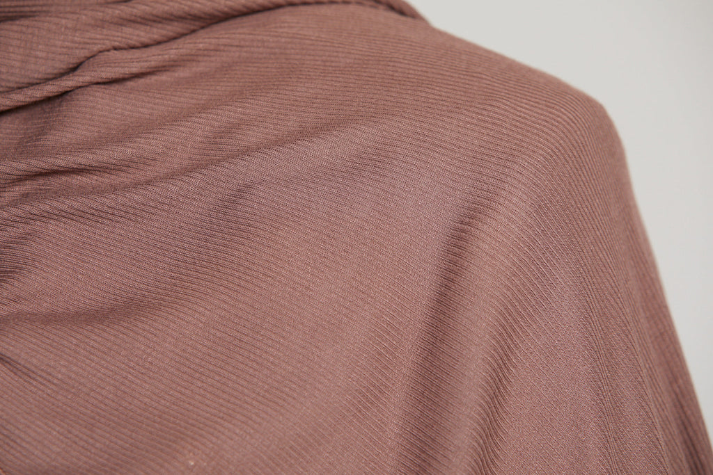 Hijab Jersey Nervuré Bambou Premium - Noisette