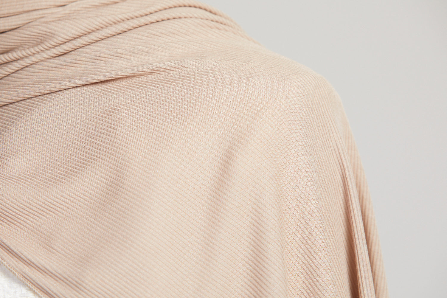 Hijab Jersey Nervuré Bambou Premium - Nude