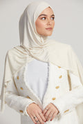 Hijab Jersey Nervuré Bambou Premium - Blanc Cassé