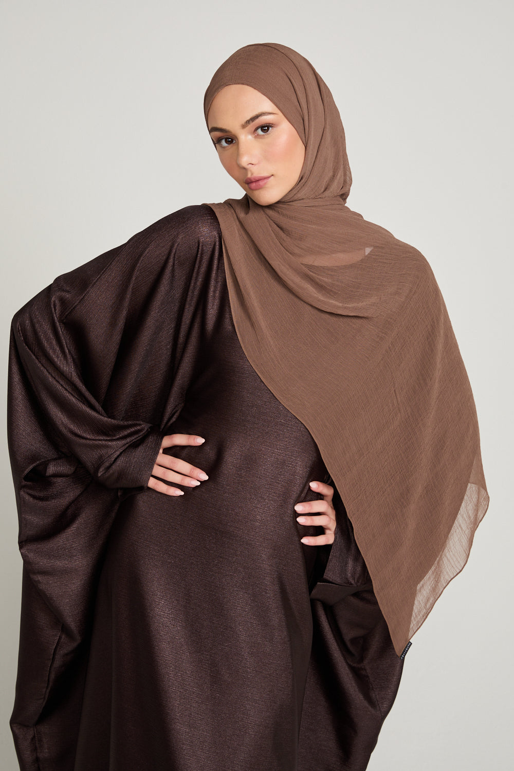 Hijab Froissé Doux Luxe - Caramel Fumé