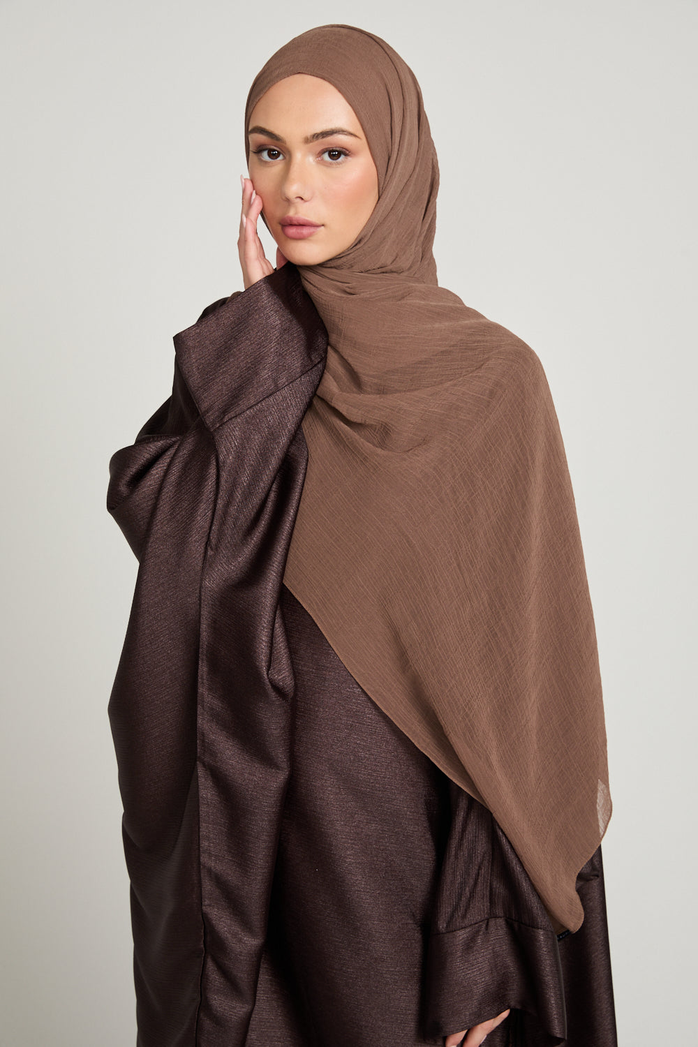 Hijab Froissé Doux Luxe - Caramel Fumé