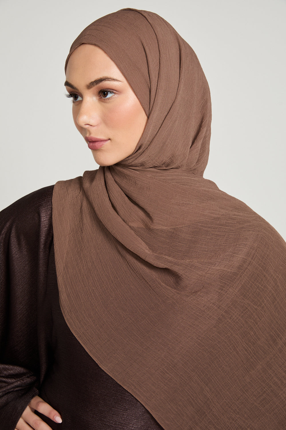 Hijab Froissé Doux Luxe - Caramel Fumé