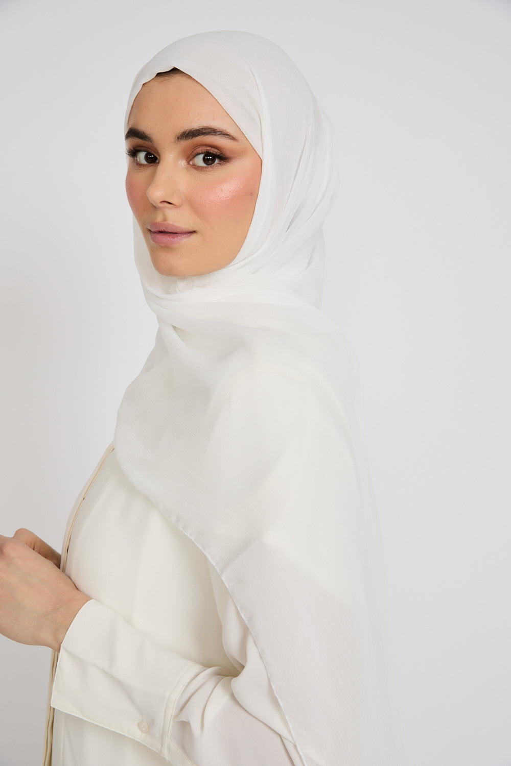 Hijab Froissé Doux Luxe - Blanc Cassé
