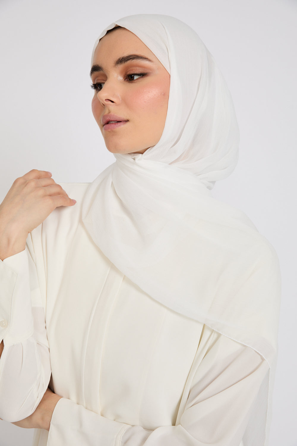 Hijab Froissé Doux Luxe - Blanc Cassé
