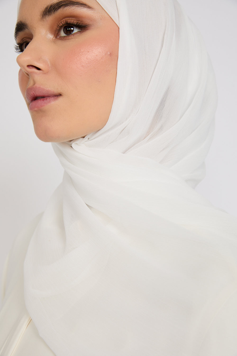 Hijab Froissé Doux Luxe - Blanc Cassé