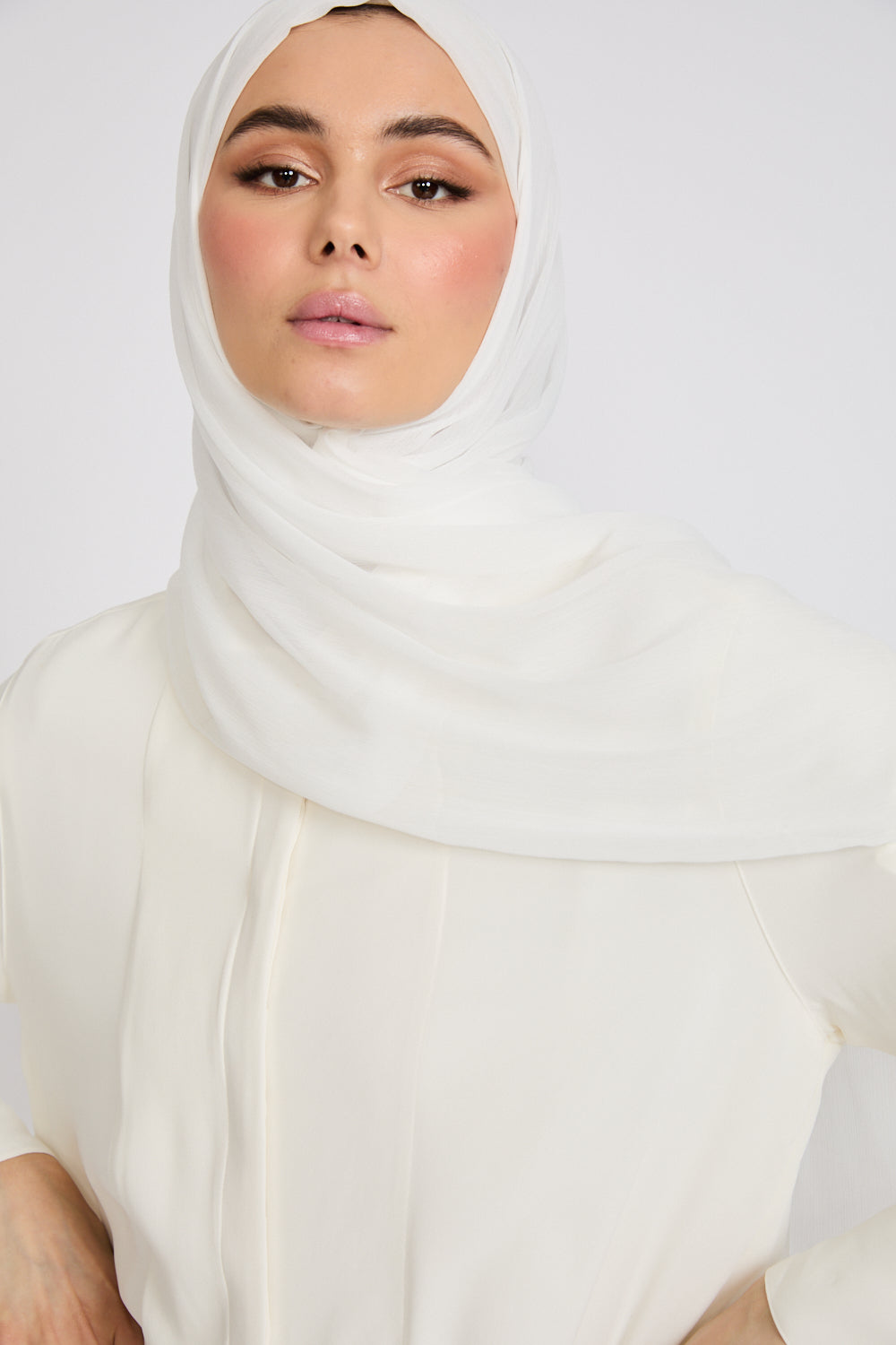 Hijab Froissé Doux Luxe - Blanc Cassé