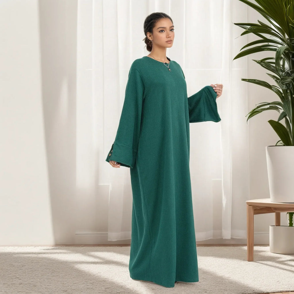 Abaya Maxi Robe d'Hiver Douillette – Modèle Tricoté Fermé pour Femmes Voilées | LM075