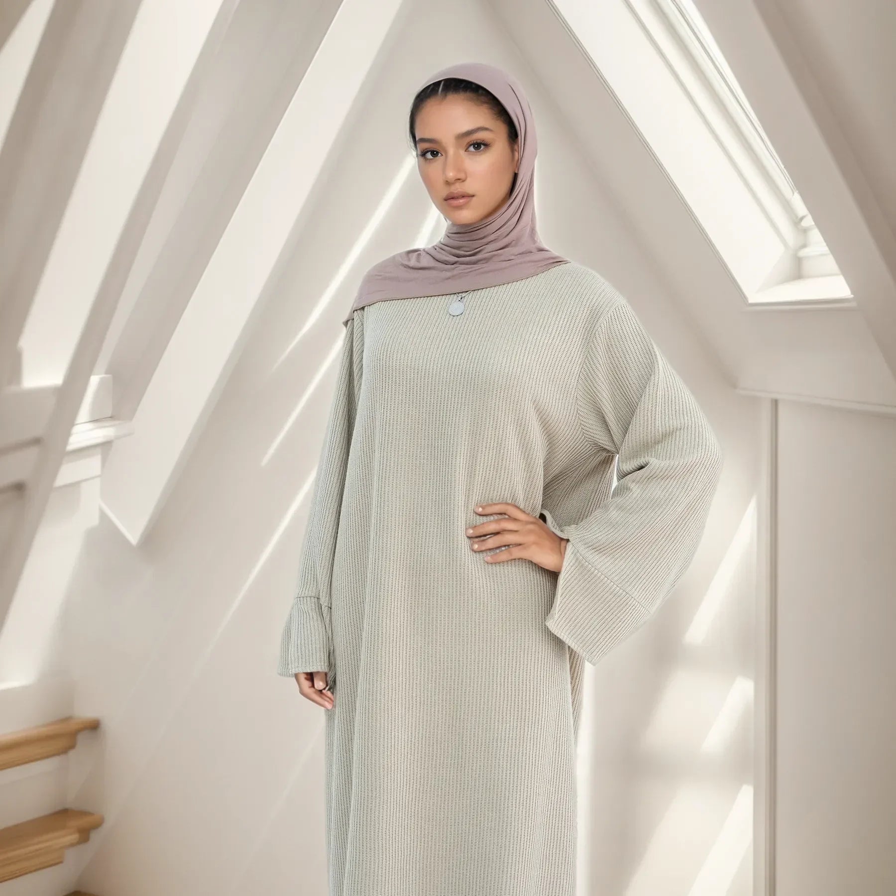 Abaya Maxi Robe d'Hiver Douillette – Modèle Tricoté Fermé pour Femmes Voilées | LM075