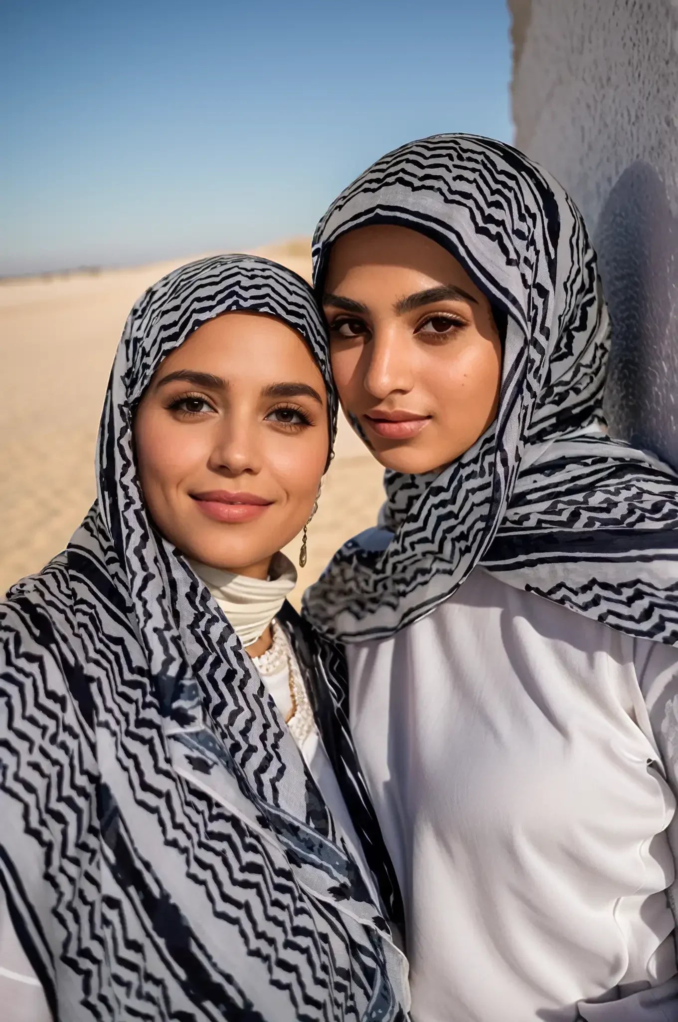 Foulard Hijab Imprimé Noir Hatta Qawah | Keffieh Stylé pour Tenue Islamique Modeste